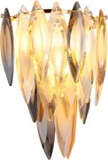 Globo 64136W Fali lámpa, arany színű fém, füstszínű, pezsgőszínű és átlátszó K9 kristályokkal, SzxM: 270x340 mm, Mélység: 160 mm, 3xE14 40W 230V izzók nélkül
