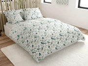 Pamut ágynemű LEAFBIRD POLY fehér-zöld Ágyneműhuzat mérete: 70 x 90 cm | 140 x 200 cm