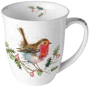 Karácsonyi Porcelán bögre Téli vörösbegy