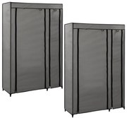 2 db szürke összecsukható szövet ruhásszekrény 110x45x175 cm