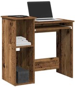 antik fa színű szerelt fa íróasztal polcokkal 84x40x78 cm