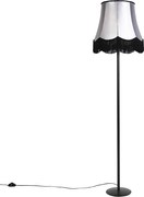 Retro állólámpa fekete, nagyi lámpabúra fekete-szürke 45 cm - Simplo
