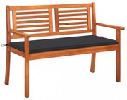 2 személyes tömör eukaliptuszfa kerti pad párnával 120 cm