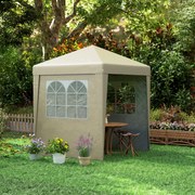 Outsunny Összecsukható Kerti Sátor 2 x 2 m Popup Fogadó Sátraz Állítható Magasság 3 Szint Anti-UV 30+ 3 Oldalfal 4 Homokzsákkal és 1 Szállítótáskával
