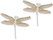 Karácsonyi díszek szett Szitakötő, arany,13x9x1,5cm , klipszel, 2 DB-os szett