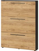 Sötétszürke billenő fiókos cipőtartó tölgyfa dekorral Wildomar - Germania