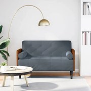 sötétszürke bársony loveseat kanapé párnákkal 110 cm