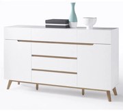 Cervo polcos-fiókos komód, matt fehér MDF, 169 cm