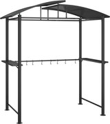 vidaXL antracit acél grillező pavilon oldalsó polcokkal 210x114x230 cm