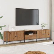 kézműves tölgy szerelt fa TV-szekrény fiókkal 200x25x44 cm