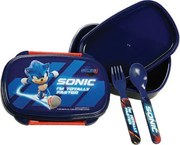 Sonic a sündisznó Faster szendvicsdoboz + evőeszköz szett