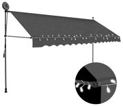 Antracitszürke kézzel kihúzható LED-es napellenző 400 cm