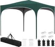 Outsunny Pop-up Kerti Pavilon 6-9 Fő Részére, 3x3m Összecsukható Pavilon Állítható Magassággal és Hordtáskával, Fém Váz Kötéllel, Cövekkel és Homokzsá