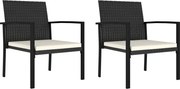 vidaXL 2 db fekete polyrattan kerti étkezőszék