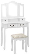 fehér császárfa fésülködőasztal-szett ülőkével 80 x 69 x 141 cm