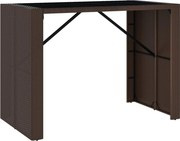 vidaXL barna polyrattan kerti asztal üveglappal 145 x 80 x 110 cm