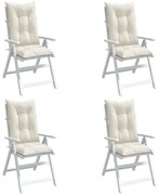 4 db krémszínű szövet magas háttámlájú székpárna 120x50x7 cm