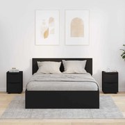 vidaXL Éjjeliszekrények fiókkal 2 pcs Fekete 30,5 x 30 x 43 cm Faanyag