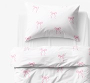 Goldea gyermek pamut ágyneműhuzat - rózsaszín masnik 150 x 200 és 50 x 60 cm