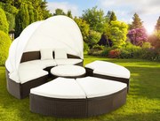 Deuba Rattan kerti ágy LAZY BIG Ø230 cm - barna