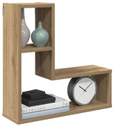 2 db kézműves tölgyszínű szerelt fa fali kockapolc 50x15x50 cm