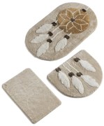 Világosbarna fürdőszobai kilépő szett 3 db-os 100x60 cm Ruya – Foutastic