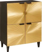 vidaXL Oldalsó szekrény tárolóval Fekete és Arany 60 x 33,5 x 75 cm