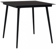 fekete acél és üveg kerti étkezőasztal 80 x 80 x 74 cm