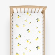 Goldea gyermek gumis pamut lepedő kiságyba - citromok 60 x 120 cm