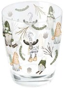 Karácsonyi üveg vizes pohár Forest gnomes
