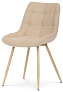Elegáns Étkezőszék, krémszínű szövet, fém lábak, 3D tölgyfa dekoráció
