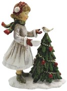 Madarat etető kislány vintage karácsonyi dekorációs figura