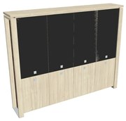 Verno+ magas szekrény 260 x 46 x 210 cm, kombinált ajtó, akác / fekete