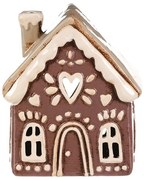 Karácsonyi dekoráció mézeskalács házikó Szív teagyertya, kerámia, lila