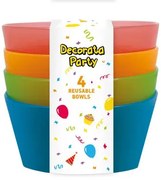 Színes Party félig átlátszó műanyag mélytányér 4 db-os