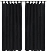 2 db fekete mikroszatén függöny karikákkal 140 x 175 cm