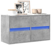 betonszürke falra szerelhető TV-szekrény LED-del 80x31x45 cm
