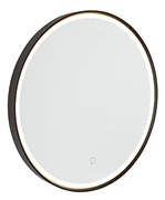 Fürdőszobai tükör fekete 50 cm LED-del, 3 fokozatban dimmelhető, érintésérzékelős, kerek - Miral