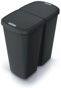 Hulladékgyűjtő Prosperplast COMPACTA Q DUO , 45 l újrahasznosított fekete, fekete fedéllel