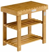 NINA előszobai pad cipőtartóval, 50x30x46cm, természetes barna Casaria