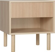 HOMCOM Éjjeliszekrény Fiókkal és Polcokkal, Modern Stílusú Kisebb Asztal Hálószobába, Nappaliba, 47 x 47 x 50 cm, Természetes Fa Felülettel | Aosom