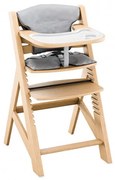 Etetőszék gyerekeknek 4 az 1-ben, kivehető és mosható tálca, 3 pontos biztonsági öv, Állítható magasságú, Natúr