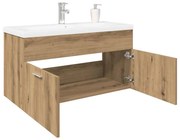 kézműves tölgy szerelt fa mosdószekrény beépített mosdóval