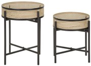 rattan hatású fém virágtartó állvány – 2 db, fekete vázzal