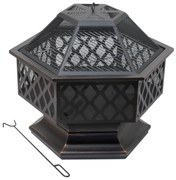 Cattara 13008 Hexagon fedeles tűzrakóhely, 60,5 x70 x 62,5 cm