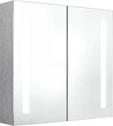 vidaXL betonszürke LED-es tükrös fürdőszobaszekrény 62 x 14 x 60 cm