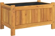 vidaXL tömör akácfa kerti virágtartó béléssel 54 x 31 x 30 cm
