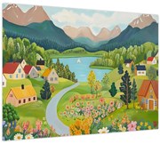 Kép - Falu a hegyekben (70x50 cm)
