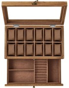 12 rekeszes óratartó doboz rusztikus dió színben