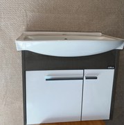 Fürdőszobai alsó szekrény mosdóval és tükörrel FEHÉR/BARNA 65